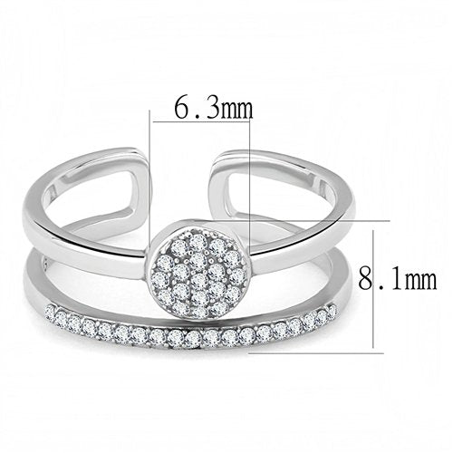 Jewellery Kingdom Cubic Zirconia Band Double Pave Pretty Stainless Steel Ladies Ring (Silver) - Jewelry Rings - British D'sire