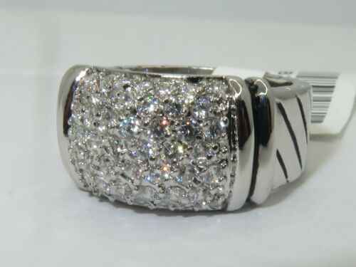 Jewellery Kingdom Cubic Zirconia Band Rhodium Chunky Sparkling Ladies Ring (Silver) - Jewelry Rings - British D'sire