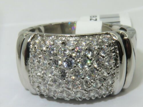 Jewellery Kingdom Cubic Zirconia Band Rhodium Chunky Sparkling Ladies Ring (Silver) - Jewelry Rings - British D'sire