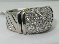 Jewellery Kingdom Cubic Zirconia Band Rhodium Chunky Sparkling Ladies Ring (Silver) - Jewelry Rings - British D'sire