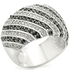 Jewellery Kingdom Cubic Zirconia Chuny Pave Clear Cocktail Ladies Band Ring (Black & Silver) - Jewelry Rings - British D'sire