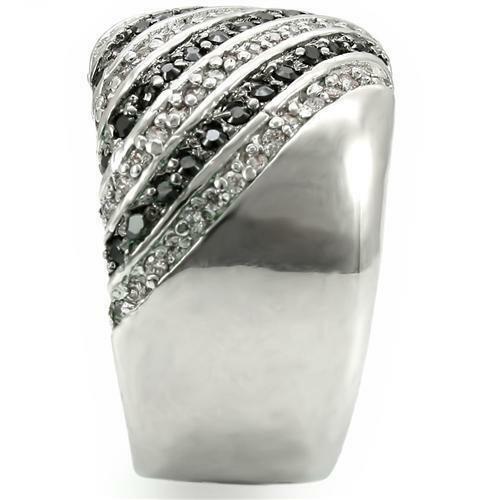 Jewellery Kingdom Cubic Zirconia Chuny Pave Clear Cocktail Ladies Band Ring (Black & Silver) - Jewelry Rings - British D'sire