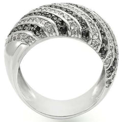 Jewellery Kingdom Cubic Zirconia Chuny Pave Clear Cocktail Ladies Band Ring (Black & Silver) - Jewelry Rings - British D'sire