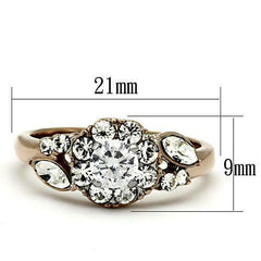 Jewellery Kingdom Cubic Zirconia Cluster Ladies Steel Clear Marquise Round Rose Gold Ring - Jewelry Rings - British D'sire