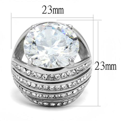 Jewellery Kingdom Cubic Zirconia Cocktail Big Statement Stainless Steel Chunky Ladies Ring (Silver) - Jewelry Rings - British D'sire