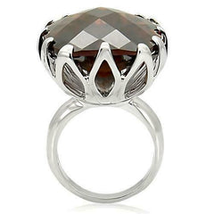 Jewellery Kingdom Cubic Zirconia Cocktail Oval Smoky Topaz Solitaire Big Ladies Ring (Brown & Silver) - Jewelry Rings - British D'sire