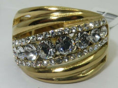 Jewellery Kingdom Cubic Zirconia Dome Ladies 18carat Steel Cubic Zirconia 8 Stone Ring (Gold) - Rings - British D'sire