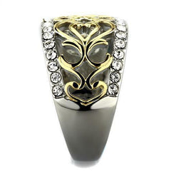 Jewellery Kingdom Cubic Zirconia Dome Stainless Steel Comfort Two Tone Gold Ladies Ring - Jewelry Rings - British D'sire