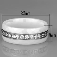 Jewellery Kingdom Cubic Zirconia Full Eternity Stainless Steel Ladies Ceramic Ring Band (White) - Rings - British D'sire