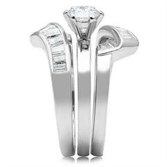 Jewellery Kingdom Cubic Zirconia Guard Sterling Engagement Wedding Band Baguettes Ladies Ring Set (Silver) - Jewelry Rings - British D'sire