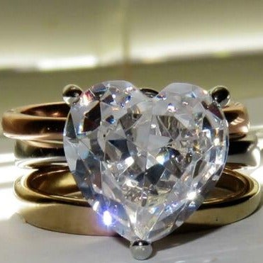 Jewellery Kingdom Cubic Zirconia Heart Wedding Engagement 4 Carat Ladies Ring (Rose Gold) - Engagement Rings - British D'sire