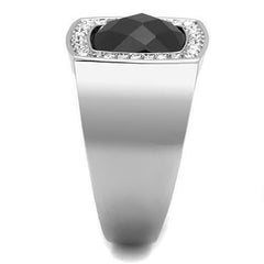 Jewellery Kingdom Cubic Zirconia Jet Signet Pinky Stainless Steel Silver Unique Mens Black Ring - Jewelry Rings - British D'sire