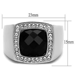 Jewellery Kingdom Cubic Zirconia Jet Signet Pinky Stainless Steel Silver Unique Mens Black Ring - Jewelry Rings - British D'sire