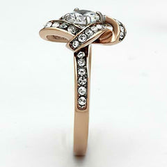 Jewellery Kingdom Cubic Zirconia Ladies Solitaire Accents Steel Dress Women Ring (Rose Gold) - Jewelry Rings - British D'sire