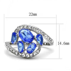 Jewellery Kingdom Cubic Zirconia Oval Pear Stainless Steel Dress Cluster Ladies Sapphire Ring (Blue) - Jewelry Rings - British D'sire