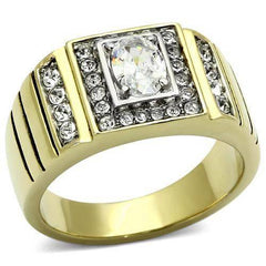 Jewellery Kingdom Cubic Zirconia Oval Steel Signet Pinky Mens Gold Ring - Jewelry Rings - British D'sire