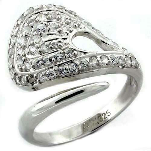 Jewellery Kingdom Cubic Zirconia Pave Sparkling Sterling Silver Cocktail Ladies Ring - Jewelry Rings - British D'sire