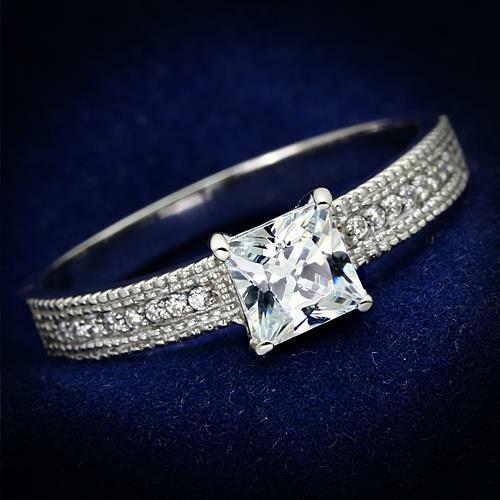 Jewellery Kingdom Cubic Zirconia Princess Cut Sterling Silver 1 CT Ladies Engagement Ring - Jewelry Rings - British D'sire