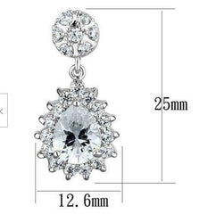 Jewellery Kingdom Cubic Zirconia Rhodium Pretty Dress Sparkling Pear Dangling Earrings (Silver) - Earrings - British D'sire