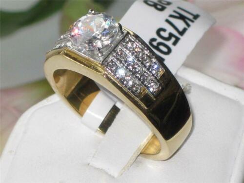 Jewellery Kingdom Cubic Zirconia Signet Pinky 18KT Steel No Tarnish Mens Ring (Gold) - Rings - British D'sire