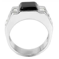 Jewellery Kingdom Cubic Zirconia Signet Pinky Stainless Steel Square Jet Smart Classy Mens Ring - Jewelry Rings - British D'sire