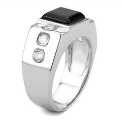 Jewellery Kingdom Cubic Zirconia Signet Pinky Stainless Steel Square Jet Smart Classy Mens Ring - Jewelry Rings - British D'sire