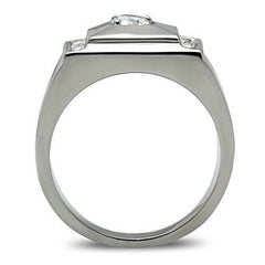 Jewellery Kingdom Cubic Zirconia Signet Pinky Steel Classy Mens Silver Ring - Jewelry Rings - British D'sire