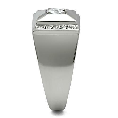 Jewellery Kingdom Cubic Zirconia Signet Pinky Steel Classy Mens Silver Ring - Jewelry Rings - British D'sire