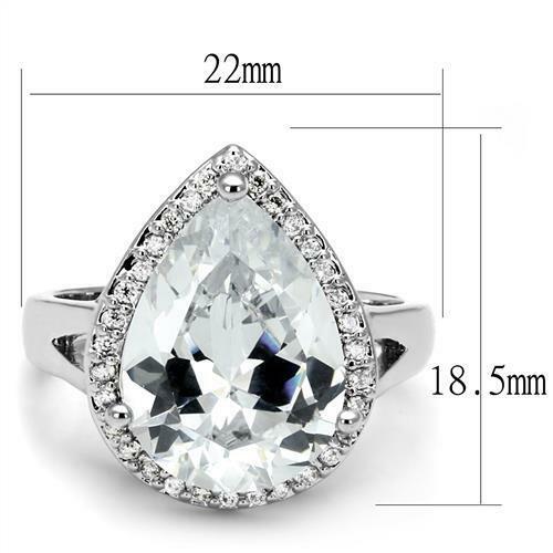 Jewellery Kingdom Cubic Zirconia Silver Rhodium 10 CT Clearp Sparkling Cocktail Ladies Pear Ring - Jewelry Rings - British D'sire