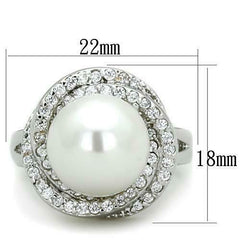 Jewellery Kingdom Cubic Zirconia Silver Rhodium Pretty Pave Ladies Pearl Ring - Jewelry Rings - British D'sire