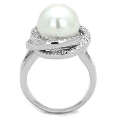 Jewellery Kingdom Cubic Zirconia Silver Rhodium Pretty Pave Ladies Pearl Ring - Jewelry Rings - British D'sire