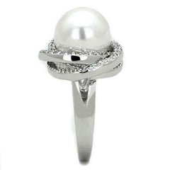 Jewellery Kingdom Cubic Zirconia Silver Rhodium Pretty Pave Ladies Pearl Ring - Jewelry Rings - British D'sire