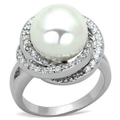 Jewellery Kingdom Cubic Zirconia Silver Rhodium Pretty Pave Ladies Pearl Ring - Jewelry Rings - British D'sire