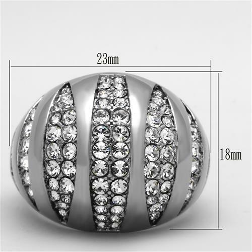 Jewellery Kingdom Cubic Zirconia Silver Stainless Steel Cocktail Sparkling Ladies Dome Ring - Jewelry Rings - British D'sire