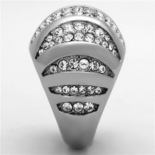 Jewellery Kingdom Cubic Zirconia Silver Stainless Steel Cocktail Sparkling Ladies Dome Ring - Jewelry Rings - British D'sire