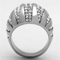 Jewellery Kingdom Cubic Zirconia Silver Stainless Steel Cocktail Sparkling Ladies Dome Ring - Jewelry Rings - British D'sire