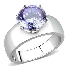 Jewellery Kingdom Cubic Zirconia Solitaire 2 CT Stainless Steel Ladies Silver Light Amethyst Ring - Jewelry Rings - British D'sire