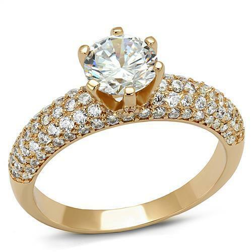 Jewellery Kingdom Cubic Zirconia Solitaire Accents Pave 1.80 CT Ladies Engagement Rose Gold Ring - Jewelry Rings - British D'sire