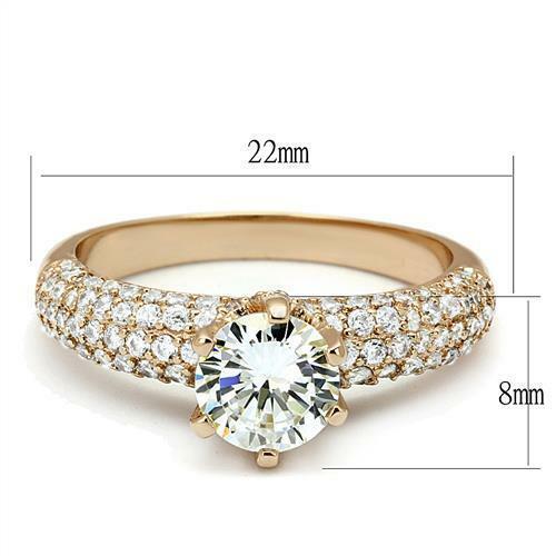 Jewellery Kingdom Cubic Zirconia Solitaire Accents Pave 1.80 CT Ladies Engagement Rose Gold Ring - Jewelry Rings - British D'sire