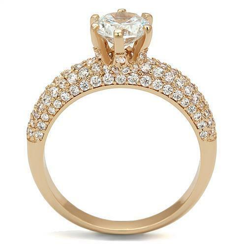 Jewellery Kingdom Cubic Zirconia Solitaire Accents Pave 1.80 CT Ladies Engagement Rose Gold Ring - Jewelry Rings - British D'sire