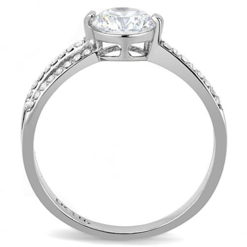 Jewellery Kingdom Cubic Zirconia Solitaire Accents Silver Crossover Stainless Steel Ladies Engagement Ring - Jewelry Rings - British D'sire