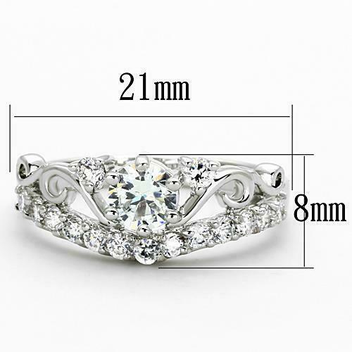 Jewellery Kingdom Cubic Zirconia Solitaire Accents Silver Pretty Stainless Steel Tiara Fancy Ladies Ring - Jewelry Rings - British D'sire