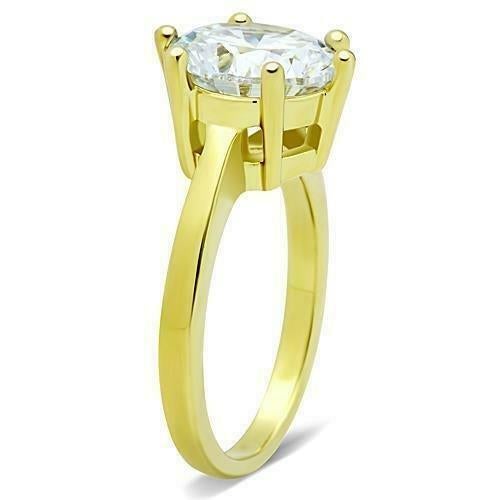 Jewellery Kingdom Cubic Zirconia Solitaire Engagement Ladies Ring (Gold) - Engagement Rings - British D'sire