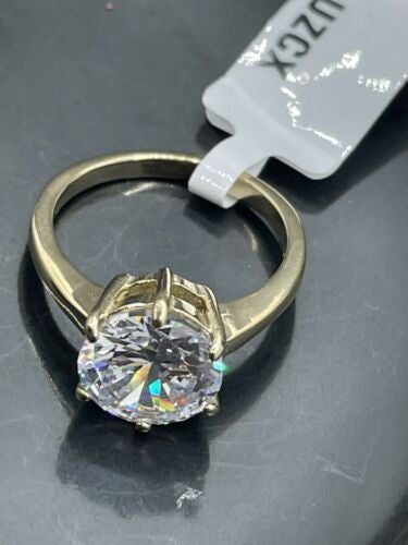 Jewellery Kingdom Cubic Zirconia Solitaire Engagement Ladies Ring (Gold) - Engagement Rings - British D'sire