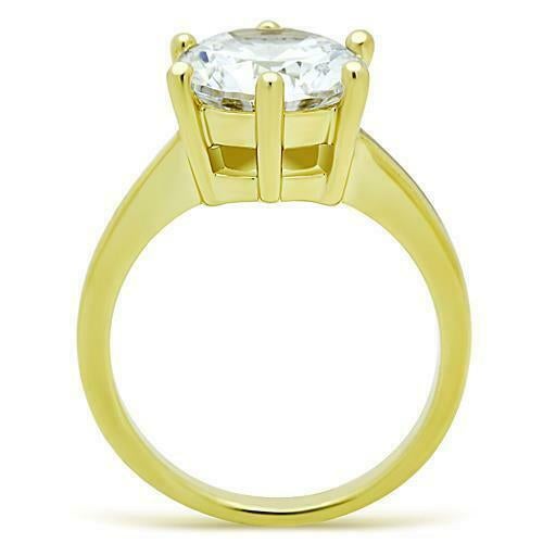 Jewellery Kingdom Cubic Zirconia Solitaire Engagement Ladies Ring (Gold) - Engagement Rings - British D'sire