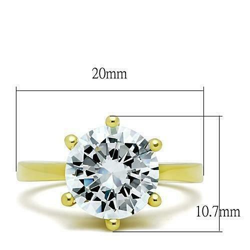 Jewellery Kingdom Cubic Zirconia Solitaire Engagement Ladies Ring (Gold) - Engagement Rings - British D'sire