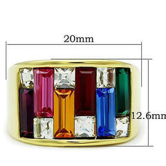 Jewellery Kingdom Cubic Zirconia Sparkling 12mm 18kt Gold Steel Multi Coloured Band Ring - Jewelry Rings - British D'sire