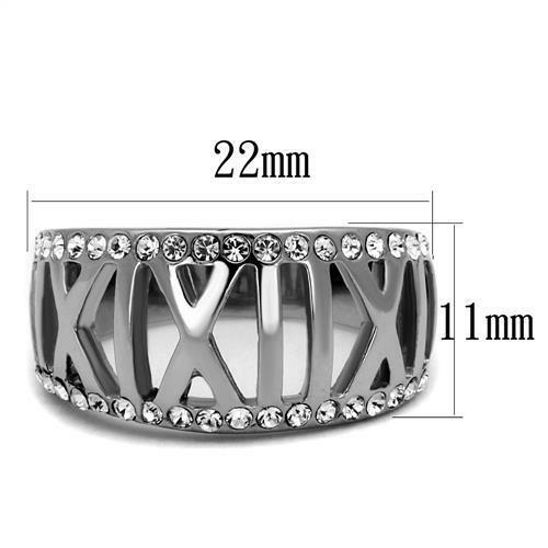 Jewellery Kingdom Cubic Zirconia Stainless Steel Band Roman Numeral Dome Ladies Ring - Jewelry Rings - British D'sire