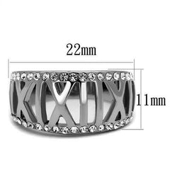 Jewellery Kingdom Cubic Zirconia Stainless Steel Band Roman Numeral Dome Ladies Ring - Jewelry Rings - British D'sire