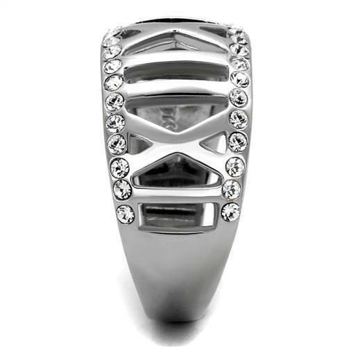 Jewellery Kingdom Cubic Zirconia Stainless Steel Band Roman Numeral Dome Ladies Ring - Jewelry Rings - British D'sire